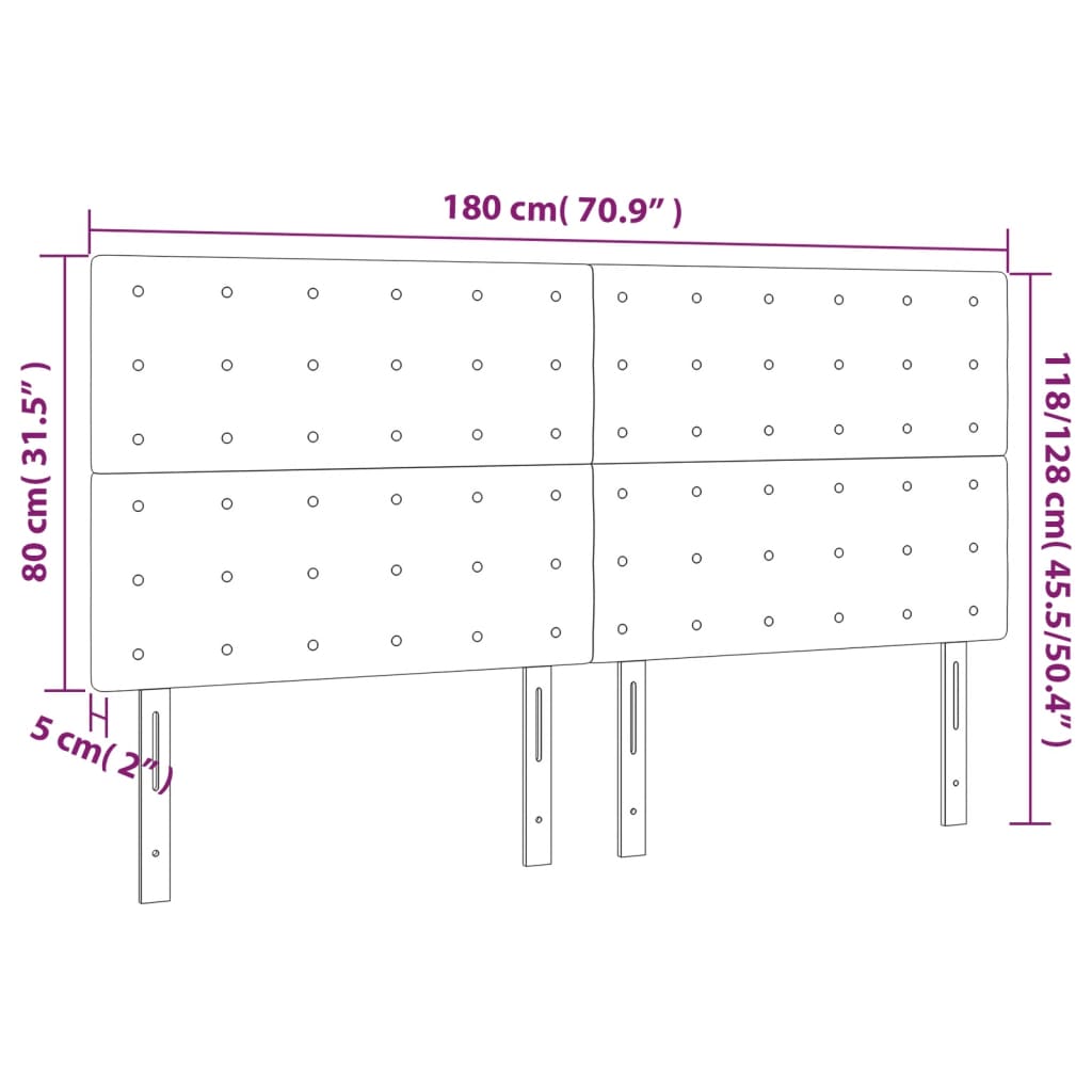 Testiera 4 pz Tortora 90x5x78/88 cm in Tessuto 3116784