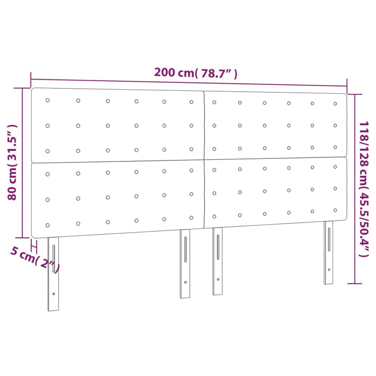 Testiere 4 pz Grigio Scuro 100x5x78/88 cm in Tessuto cod mxl 52389