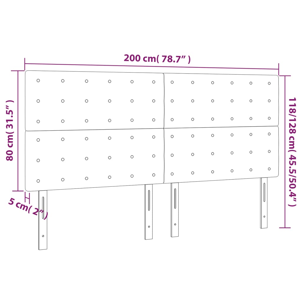 Testiera 4 pz Tortora 100x5x78/88 cm in Tessuto 3116792