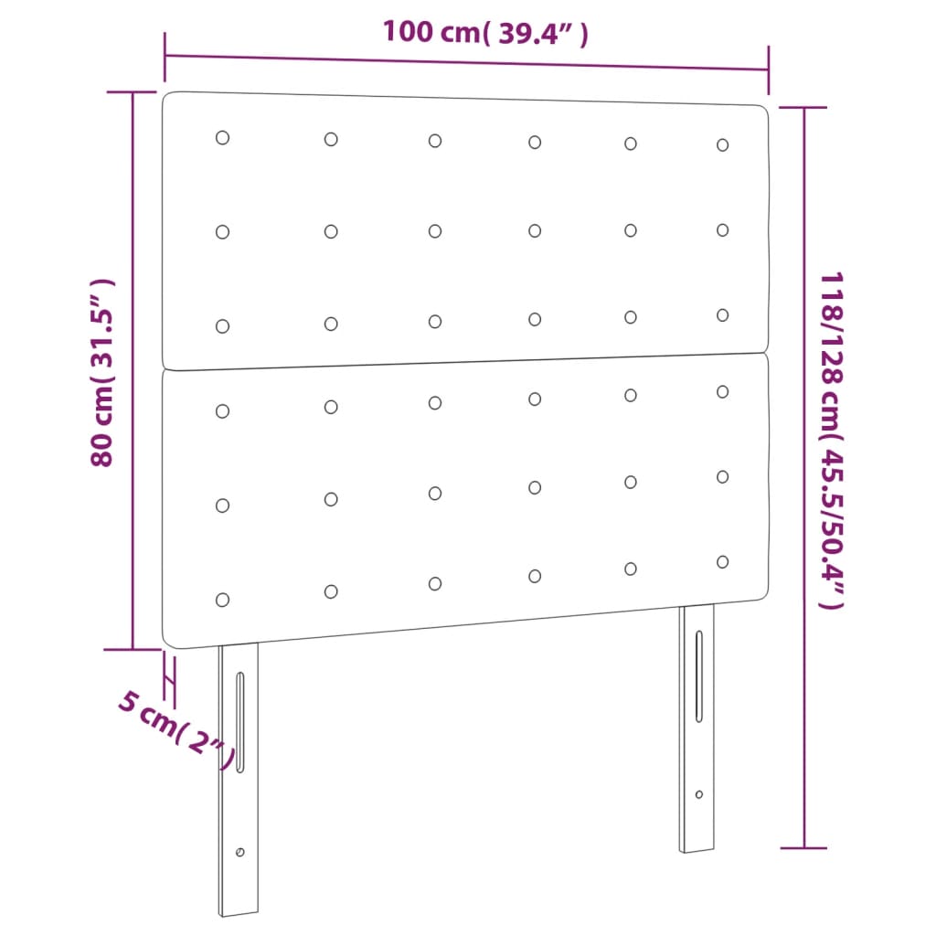 Testiere 2 pz Grigio Chiaro 100x5x78/88 cm in Velluto cod mxl 53018