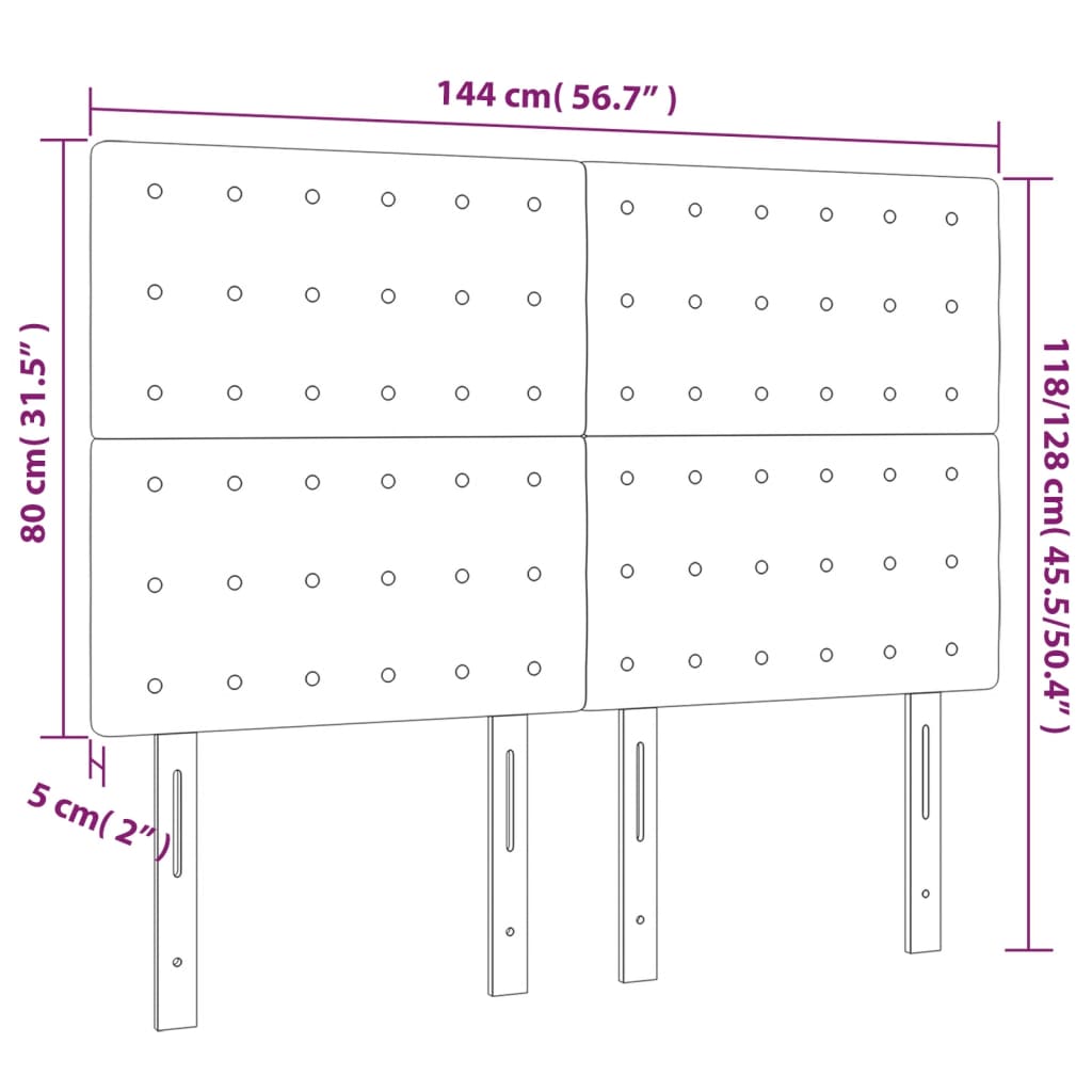 Testiere 4 pz Rosa 72x5x78/88 cm in Velluto 3116819