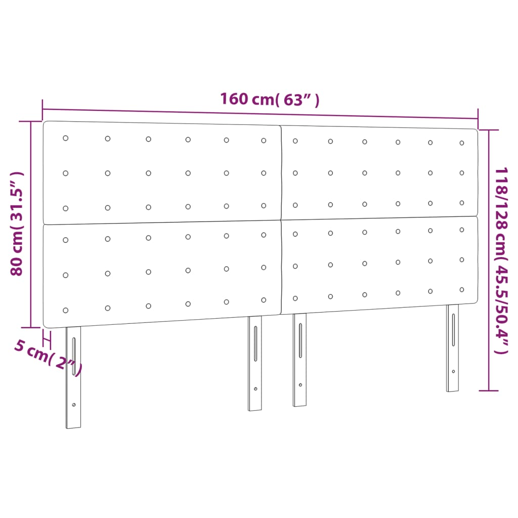 Testiera 4 pz Blu Scuro 80x5x78/88 cm in Velluto 3116824