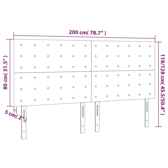 Testiere 4 pz Grigio Chiaro 100x5x78/88 cm in Velluto 3116832