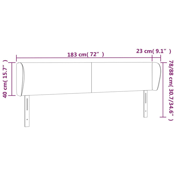 Testiera ad Orecchio Nera 183x23x78/88 cm in Tessuto 3116880