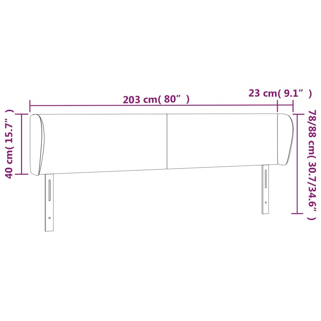 Testiera ad Orecchio Grigio Chiaro 203x23x78/88 cm in Tessuto cod mxl 52345