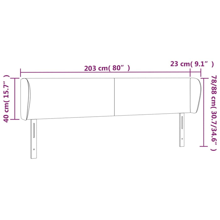 Testiera ad Orecchio Marrone Scuro 203x23x78/88 cm in Tessuto 3116889