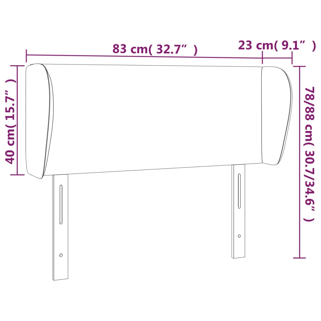 Testiera ad Orecchio Nera 83 x 23 x 78/88 cm in Velluto 3116896