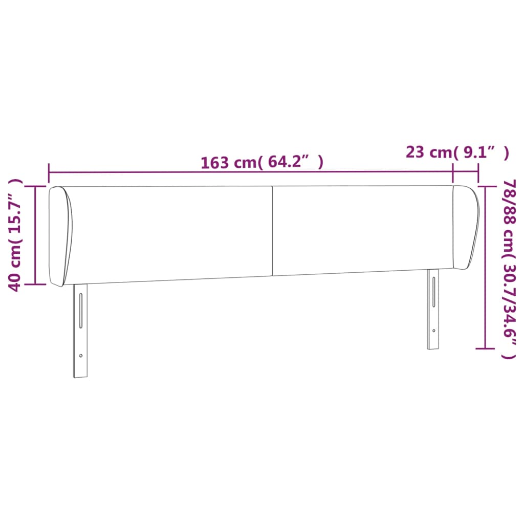 Testiera ad Orecchio Rosa 163x23x78/88 cm in Velluto