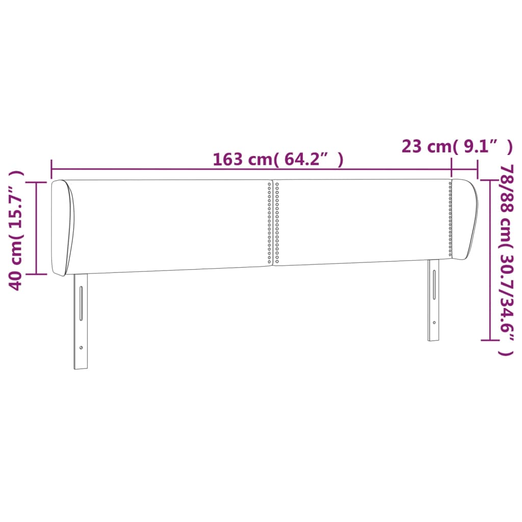 Testiera ad Orecchio Grigio Scuro 163x23x78/88 cm in Tessuto cod mxl 49533