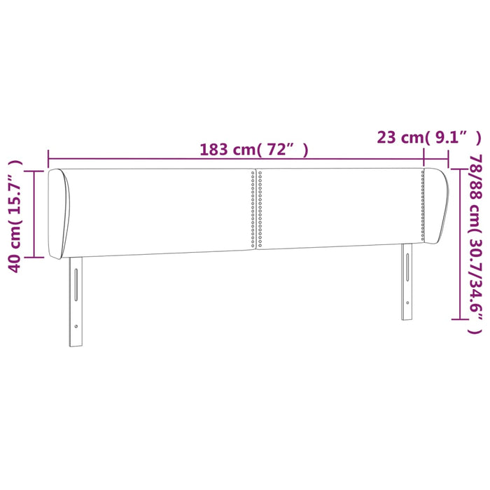 Testiera ad Orecchio Grigio Scuro 183x23x78/88 cm in Tessuto cod mxl 47046