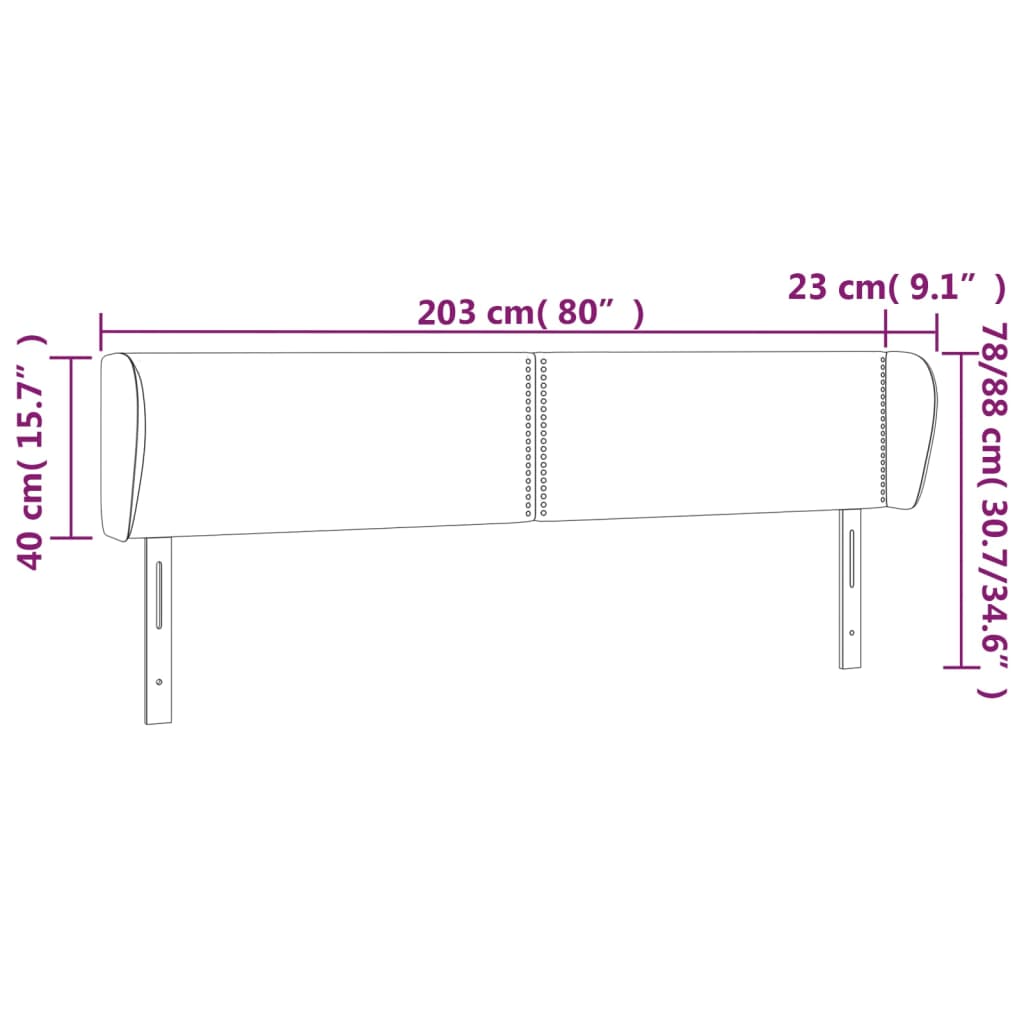 Testiera ad Orecchio Grigio Scuro 203x23x78/88 cm in Tessuto 3117027