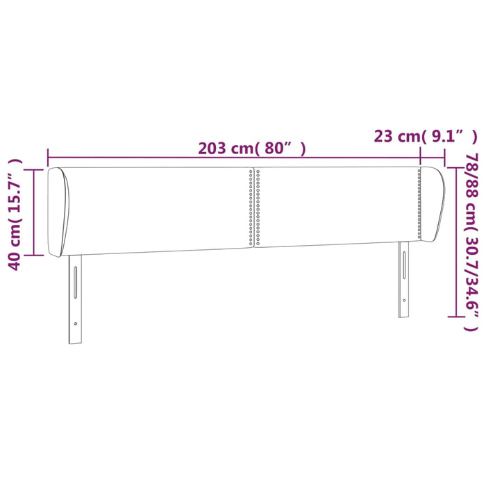 Testiera ad Orecchio Nera 203x23x78/88 cm in Tessuto 3117028