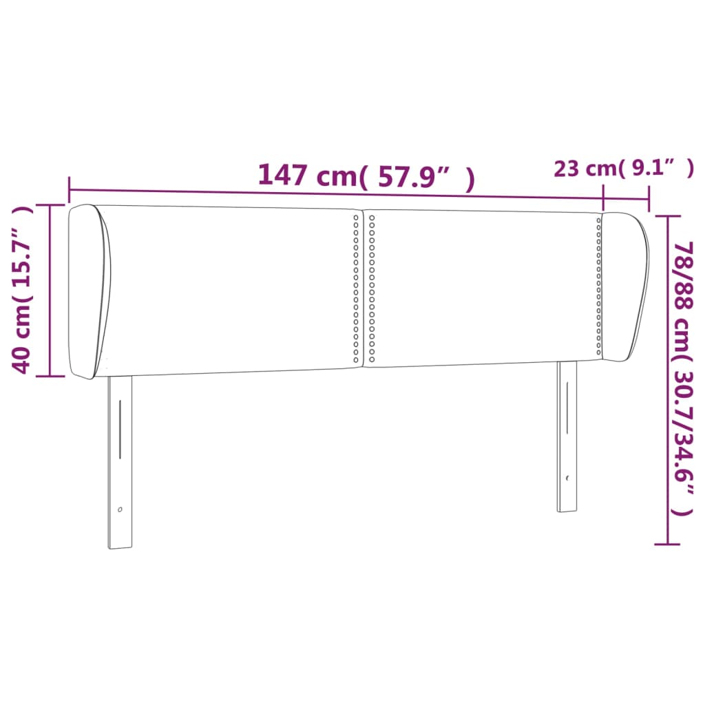 Testiera ad Orecchio Rosa 147x23x78/88 cm in Velluto cod mxl 46616