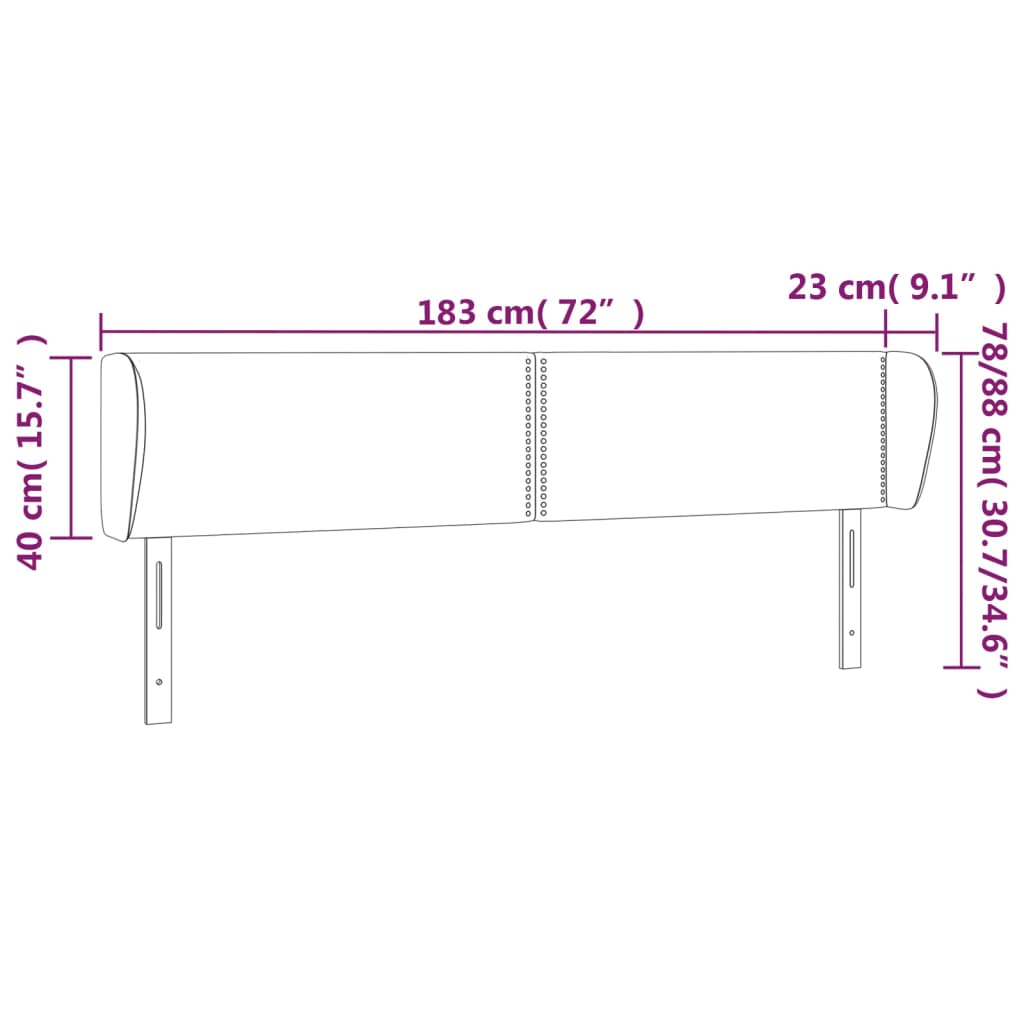 Testiera ad Orecchio Nera 183x23x78/88 cm in Velluto cod mxl 50613