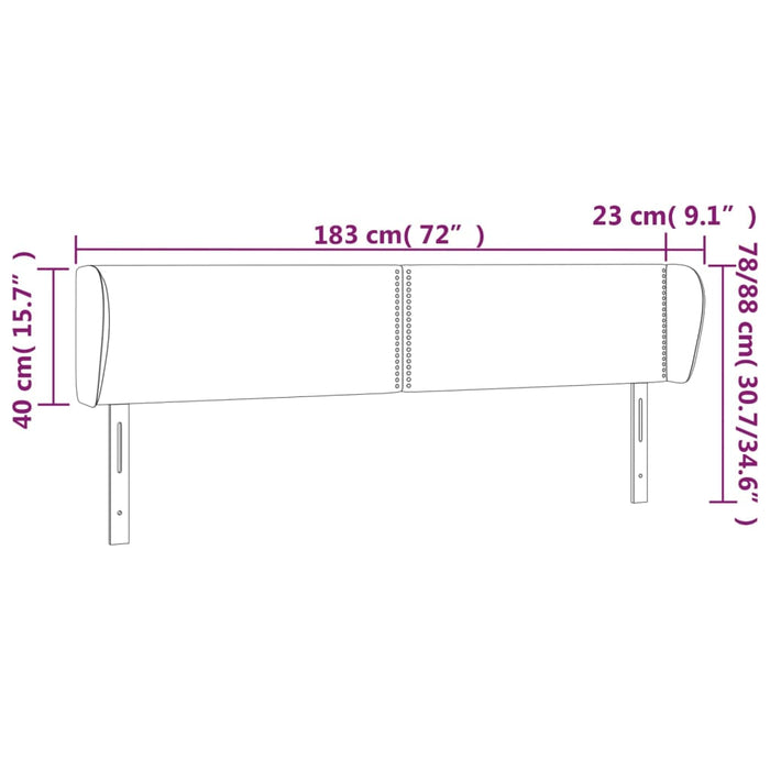 Testiera ad Orecchio Rosa 183x23x78/88 cm in Velluto 3117069