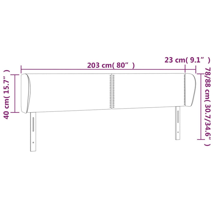 Testiera ad Orecchio Crema 203x23x78/88 cm in Similpelle