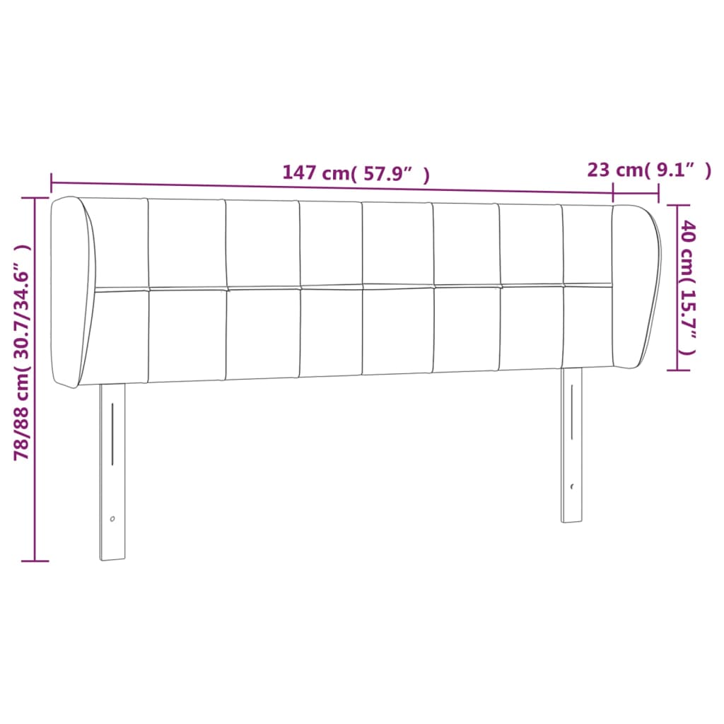 Testiera ad Orecchio Tortora 147x23x78/88 cm in Tessuto 3117146