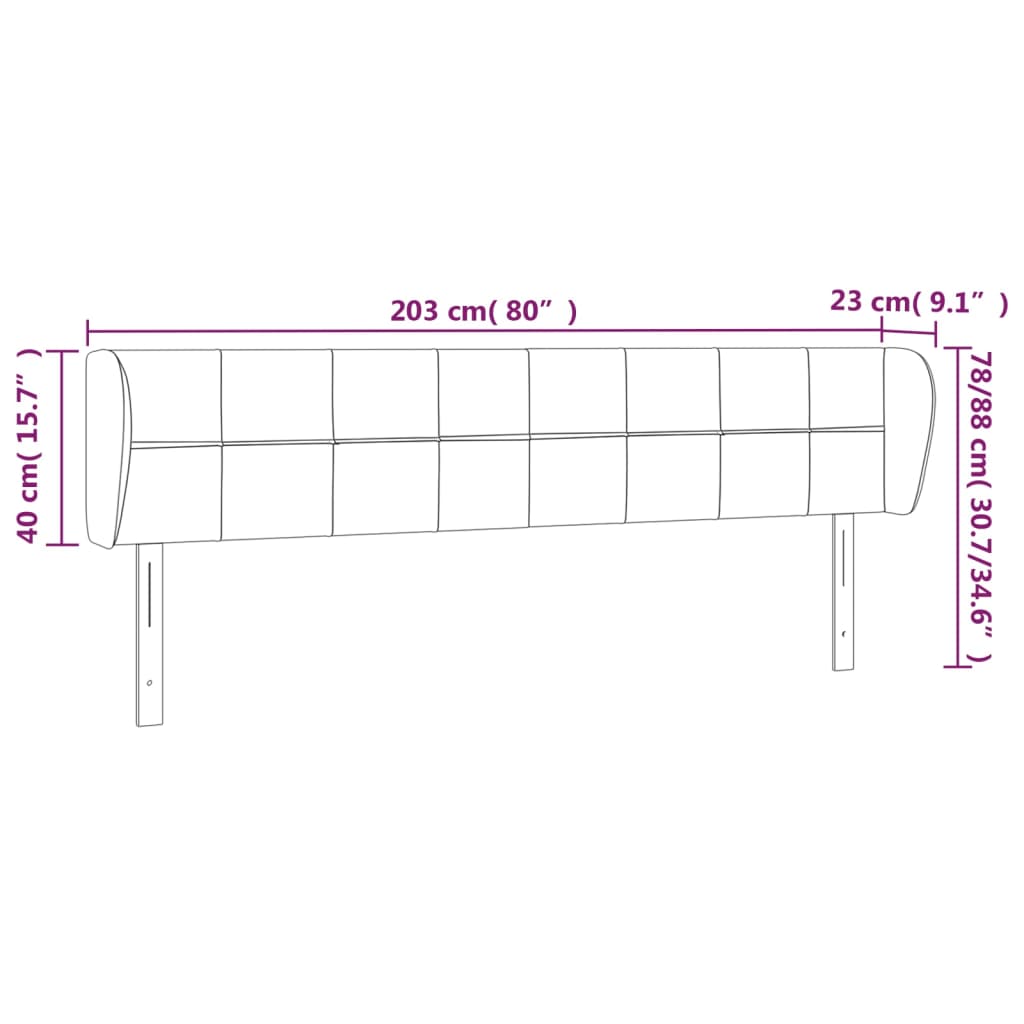 Testiera ad Orecchio Rosa 203x23x78/88 cm in Velluto 3117215