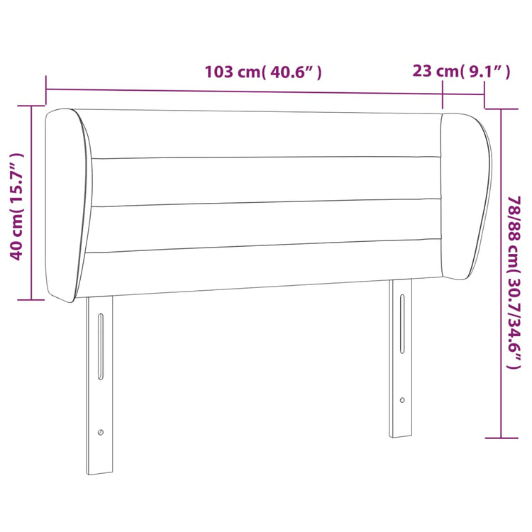 Testiera ad Orecchio Nera 103x23x78/88 cm in Tessuto cod mxl 50400