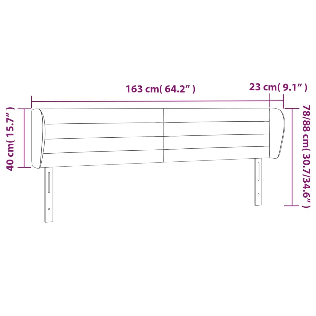 Testiera ad Orecchio Grigio Chiaro 163x23x78/88 cm in Tessuto 3117290