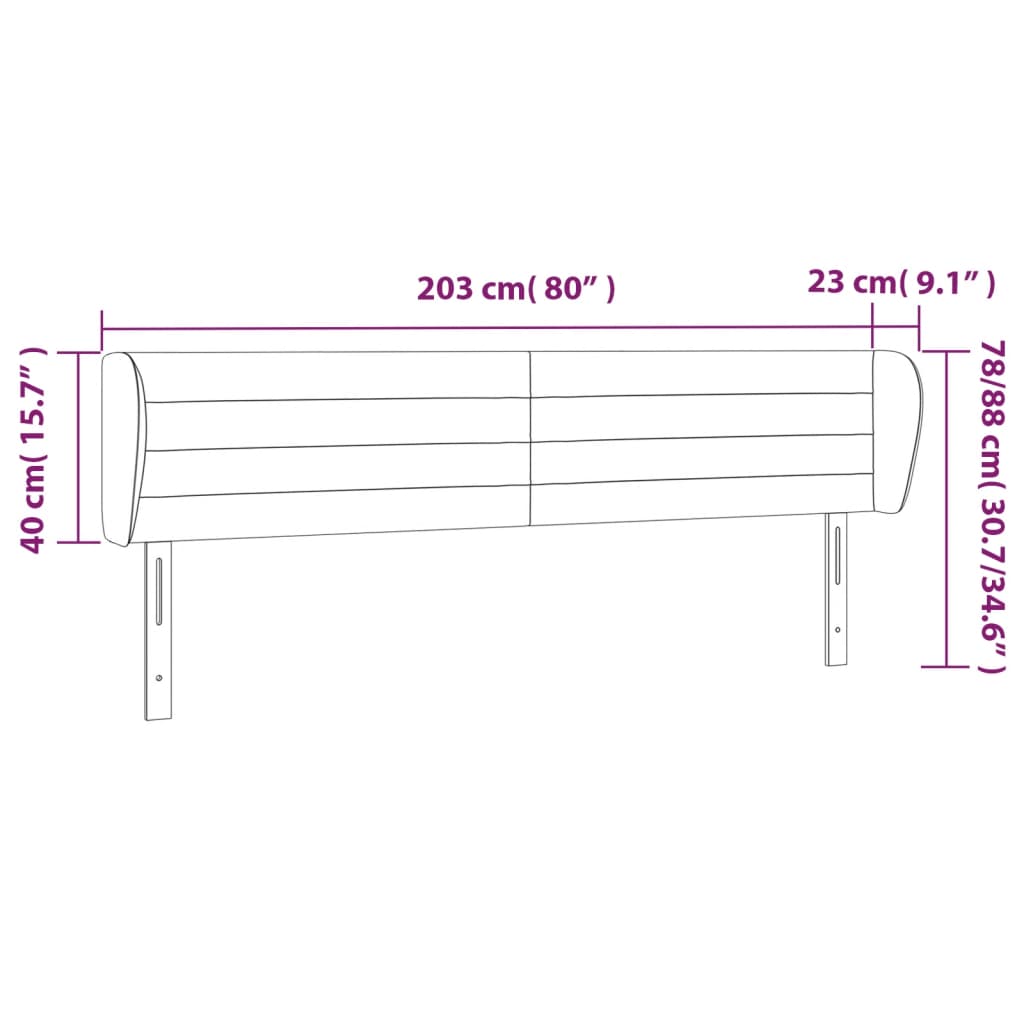 Testiera ad Orecchio Marrone Scuro 203x23x78/88 cm in Tessuto 3117309