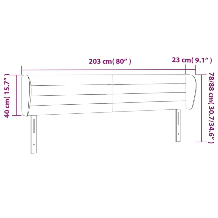 Testiera ad Orecchio Tortora 203x23x78/88 cm in Tessuto 3117310