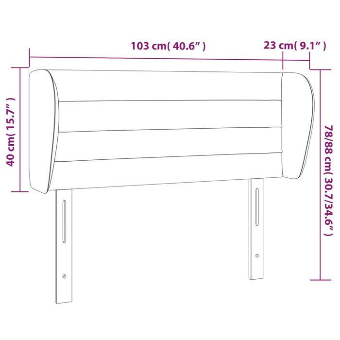 Testiera ad Orecchio Nera 103x23x78/88 cm in Velluto cod mxl 46601