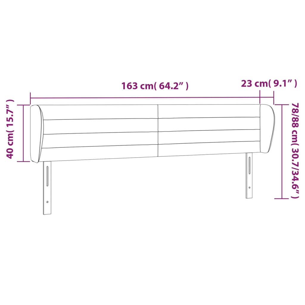 Testiera ad Orecchio Rosa 163x23x78/88 cm in Velluto 3117343