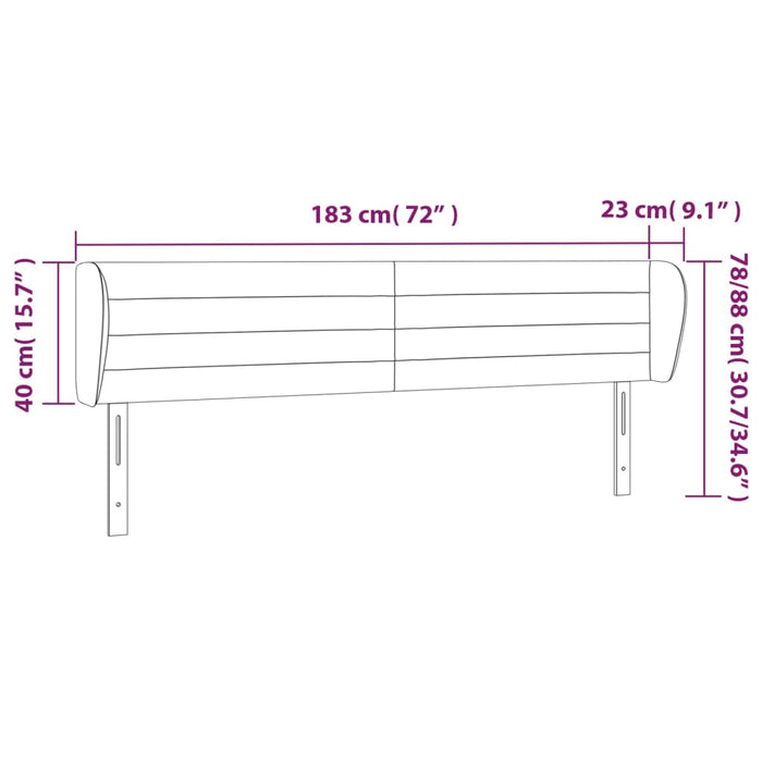 Testiera ad Orecchio Rosa 183x23x78/88 cm in Velluto 3117349