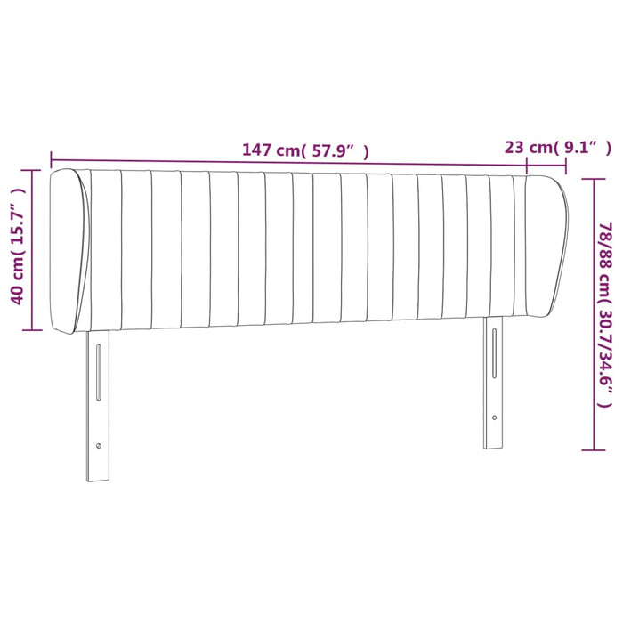 Testiera ad Orecchio Grigio Chiaro 147x23x78/88 cm in Tessuto 3117380