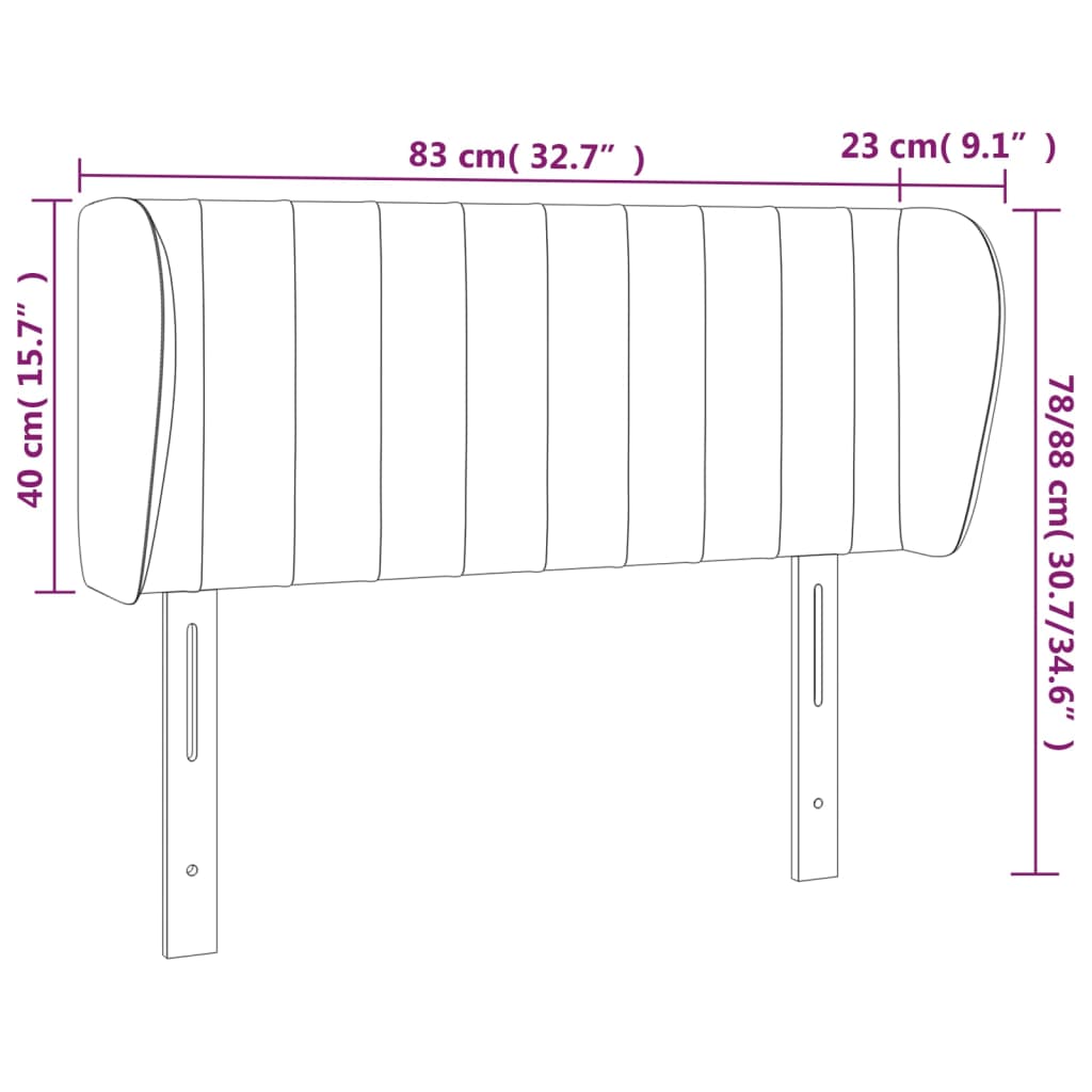 Testiera ad Orecchio Rosa 83x23x78/88 cm in Velluto 3117417