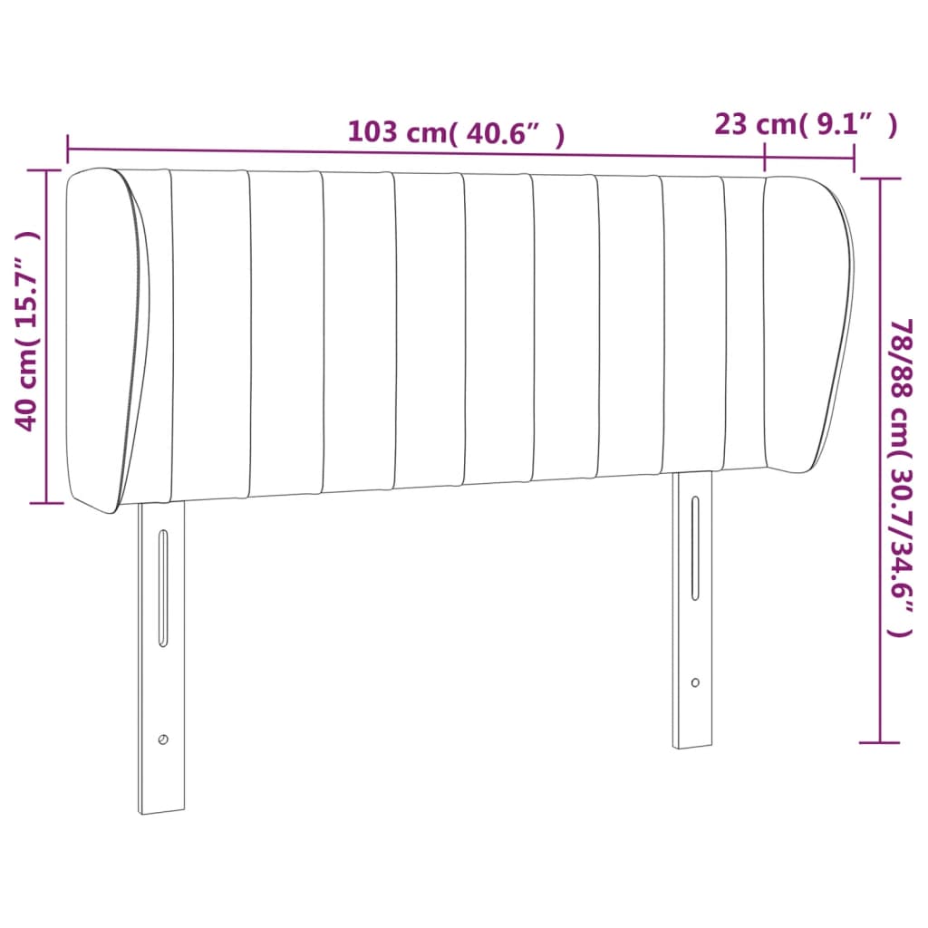 Testiera ad Orecchio Rosa 103x23x78/88 cm in Velluto 3117429