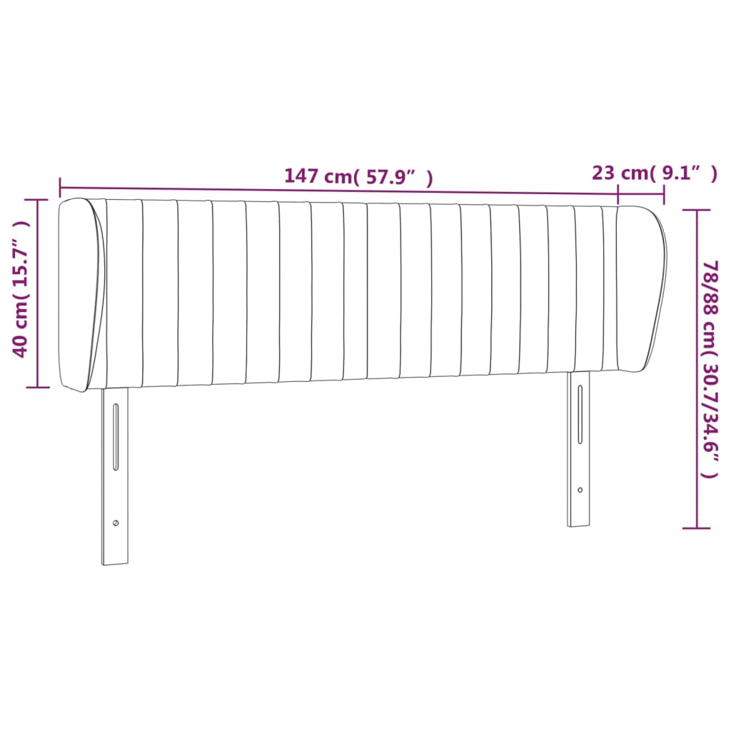 Testiera ad Orecchio Grigio Chiaro 147x23x78/88 cm in Velluto cod mxl 50979