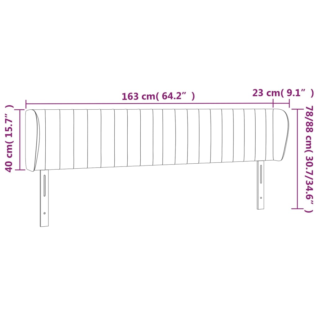 Testiera ad Orecchio Grigio Chiaro 163x23x78/88 cm in Velluto 3117436