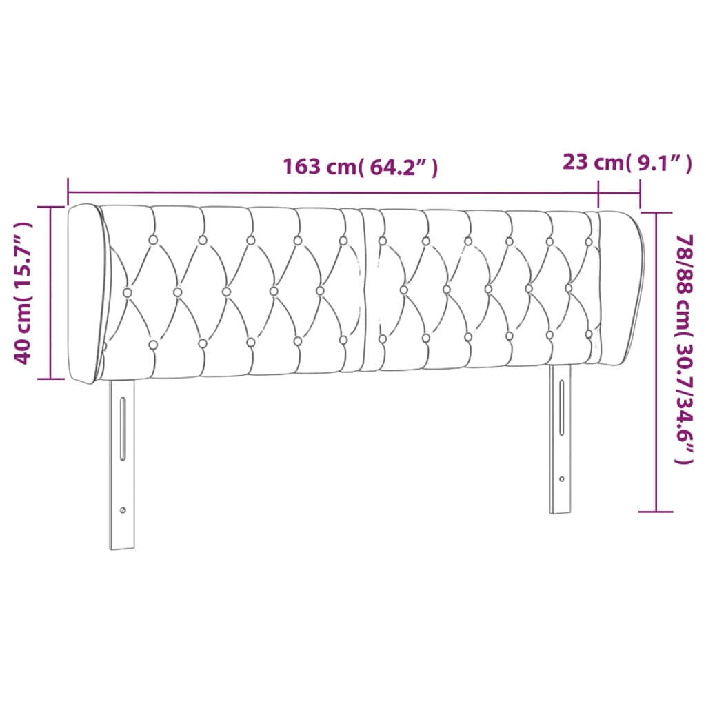 Testiera ad Orecchio Tortora 163x23x78/88 cm in Tessuto 3117490