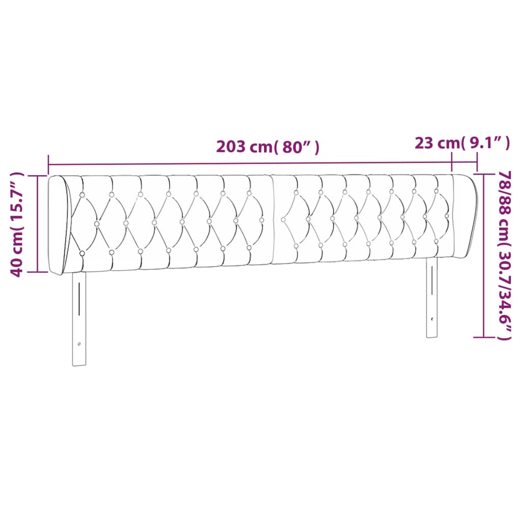 Testiera ad Orecchio Marrone Scuro 203x23x78/88 cm in Tessuto