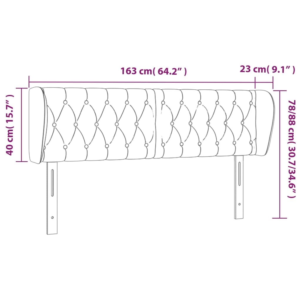 Testiera ad Orecchio Rosa 163x23x78/88 cm in Velluto cod mxl 52526