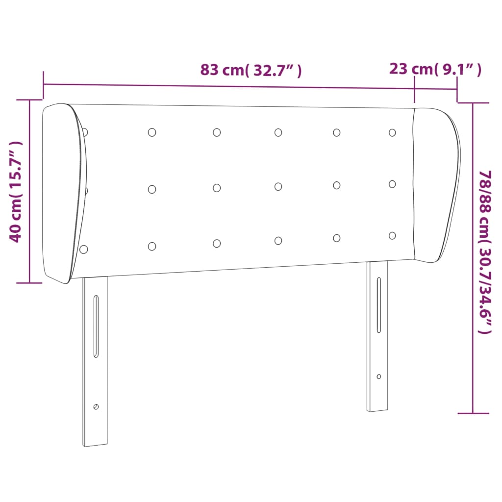 Testiera ad Orecchio Tortora 83 x 23 x 78/88 cm in Tessuto