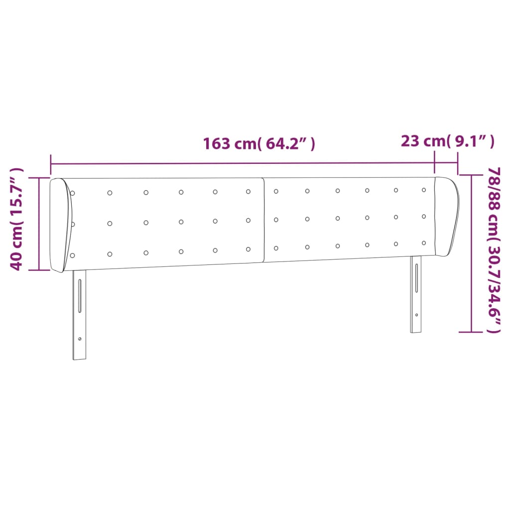 Testiera ad Orecchio Marrone Scuro 163x23x78/88 cm in Tessuto 3117587