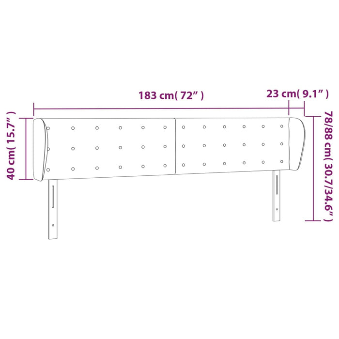 Testiera ad Orecchio Nera 183x23x78/88 cm in Tessuto 3117594