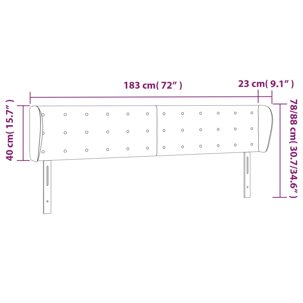 Testiera ad Orecchio Blu Scuro 183x23x78/88 cm in Velluto 3117642