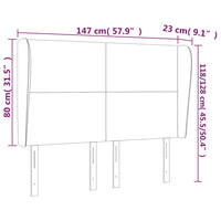 Testiera ad Orecchio MarroneScuro147 x 23 x 118/128cm inTessuto