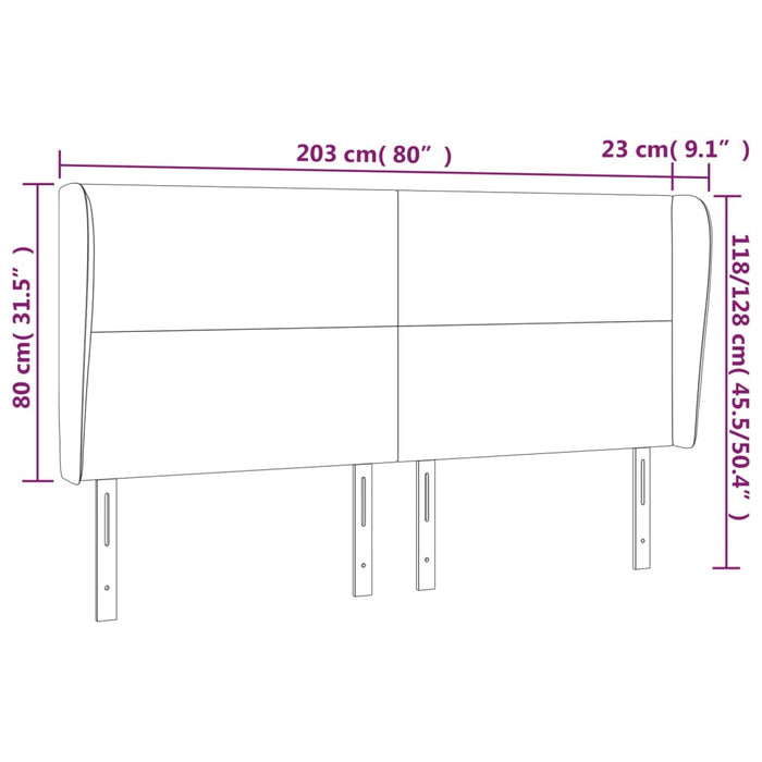 Testiera ad Orecchio Marrone Scuro 203x23x118/128 cm in Tessuto 3117701