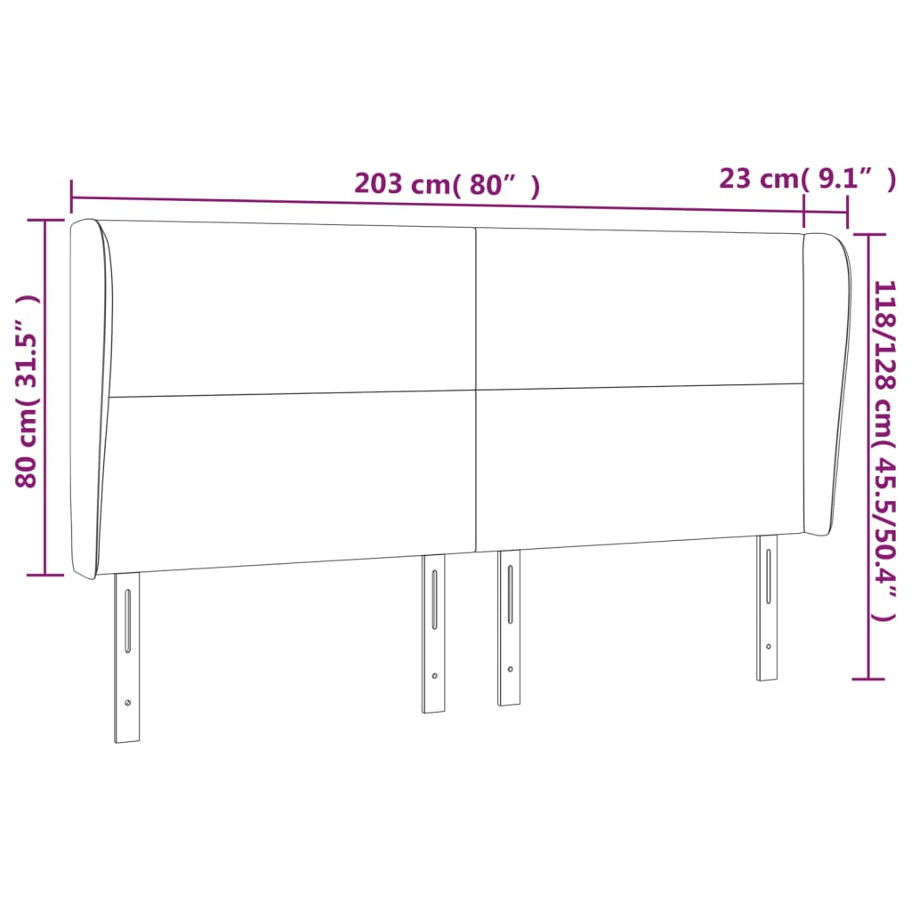 Testiera ad Orecchio Rosa 203x23x118/128 cm in Velluto cod mxl 32375