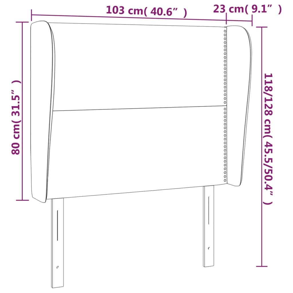 Testiera ad Orecchio Grigio Chiaro 103x23x118/128 cm in Velluto cod mxl 47366