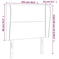 Testiera ad Orecchio Nera 103x23x118/128 cm in Velluto 3117860