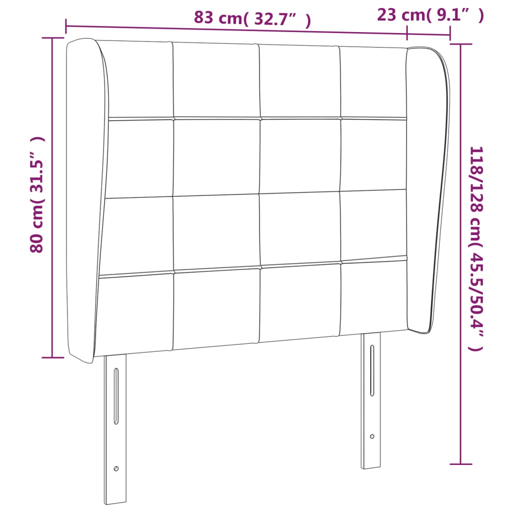 Testiera ad Orecchio Tortora 83x23x118/128 cm in Tessuto 3117934