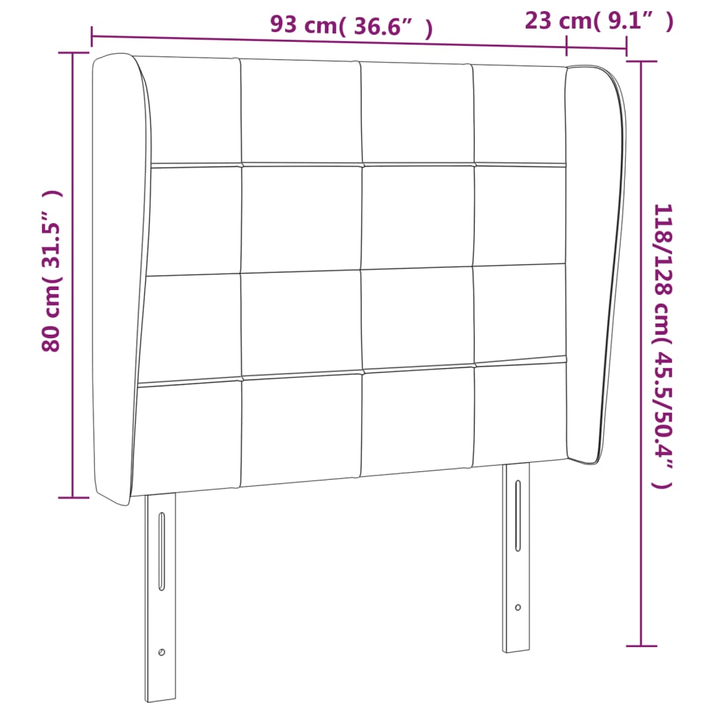 Testiera ad Orecchio Blu Scuro 93x23x118/128 cm in Velluto 3117996