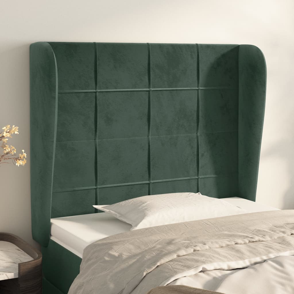 Testiera ad Orecchio Verde Scuro 103x23x118/128cm in Velluto cod mxl 52832