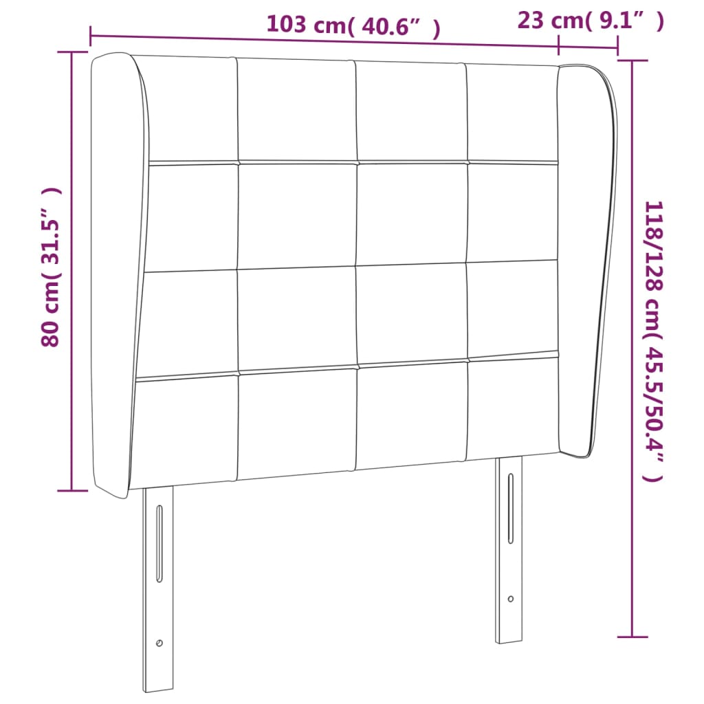 Testiera ad Orecchio Rosa 103x23x118/128 cm in Velluto 3118003